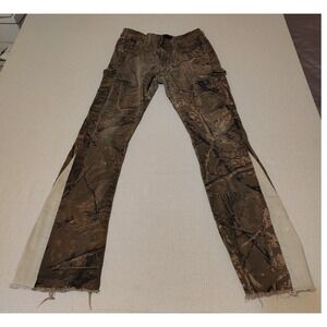 Mens KDNK Camo‎ Cargo Pants Distressed Raw Hem Size 32 Streetwear Skater 8